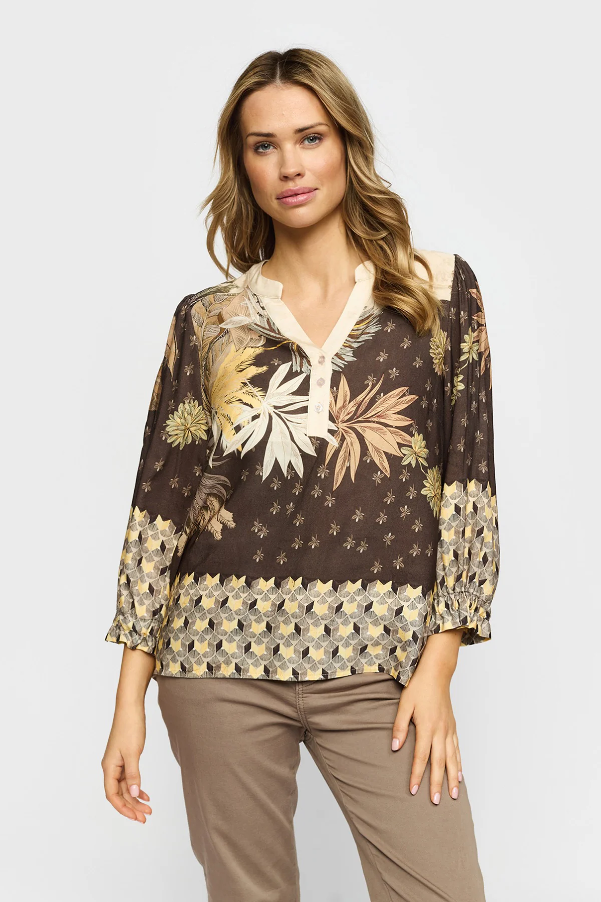 JOSEFINE - Mønstret bluse med trekvartærmer - Image 5