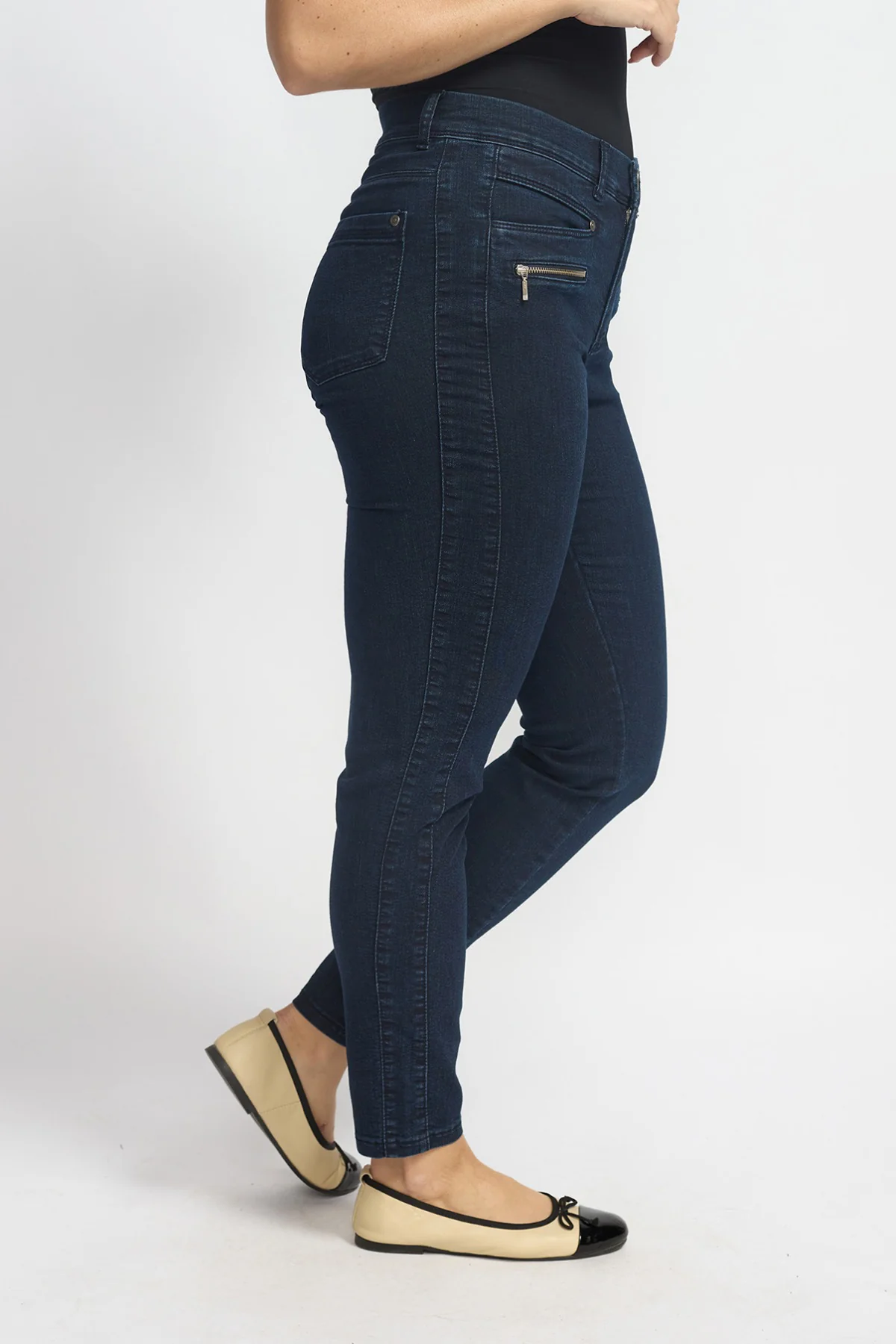 Rany - Strækbare bukser med høj talje og 7/8 længde - denimlook - Image 2
