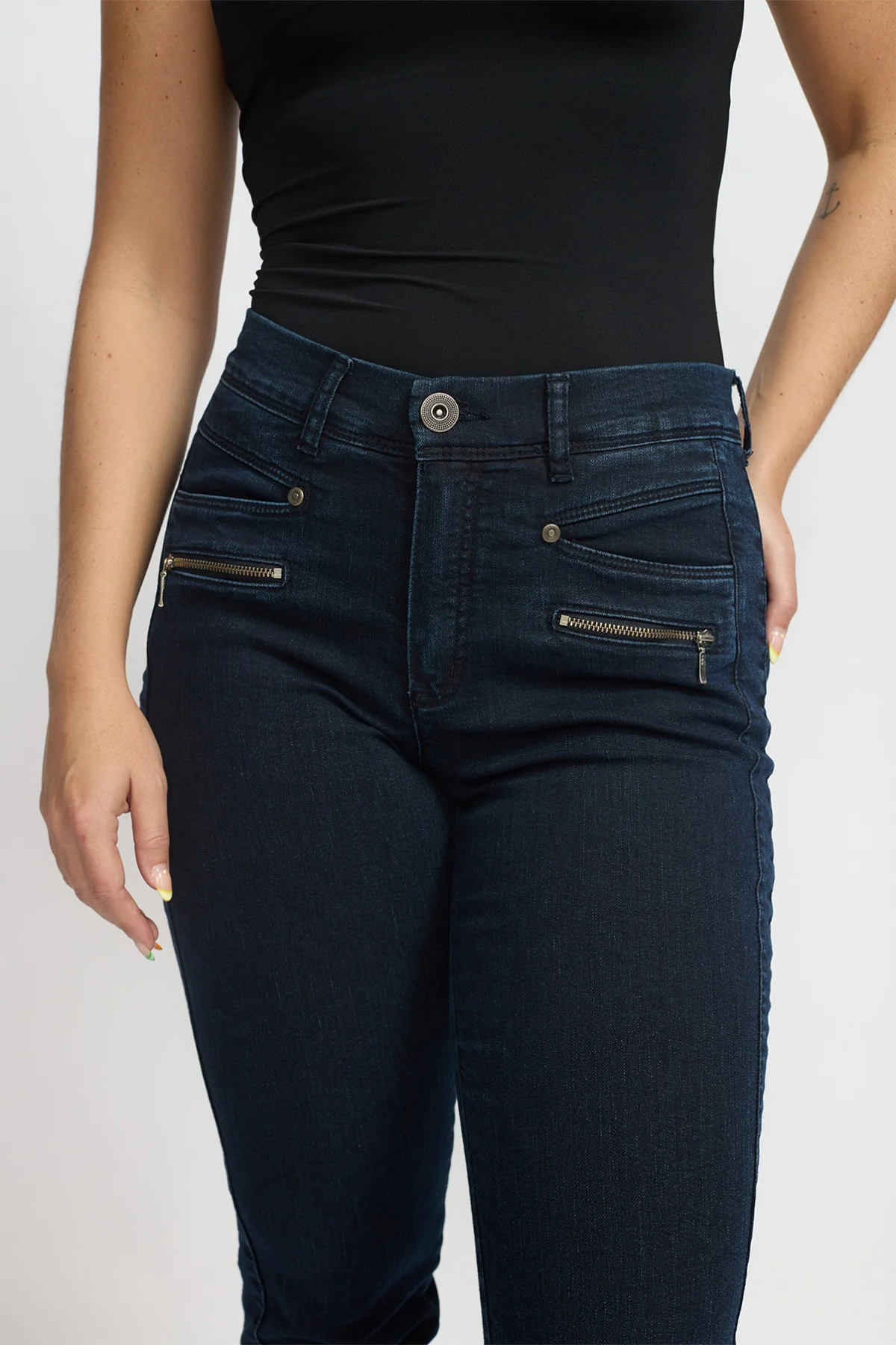 Rany - Strækbare bukser med høj talje og 7/8 længde - denimlook - Image 4