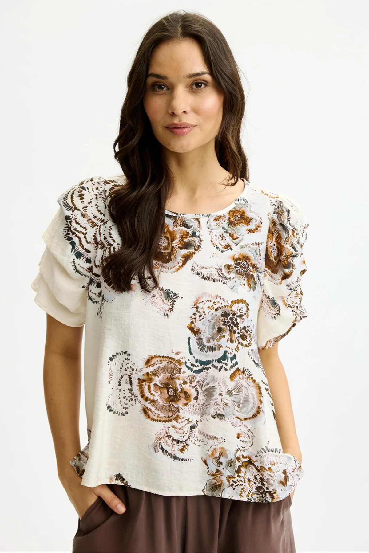 Amelia - Kortærmet bluse med print