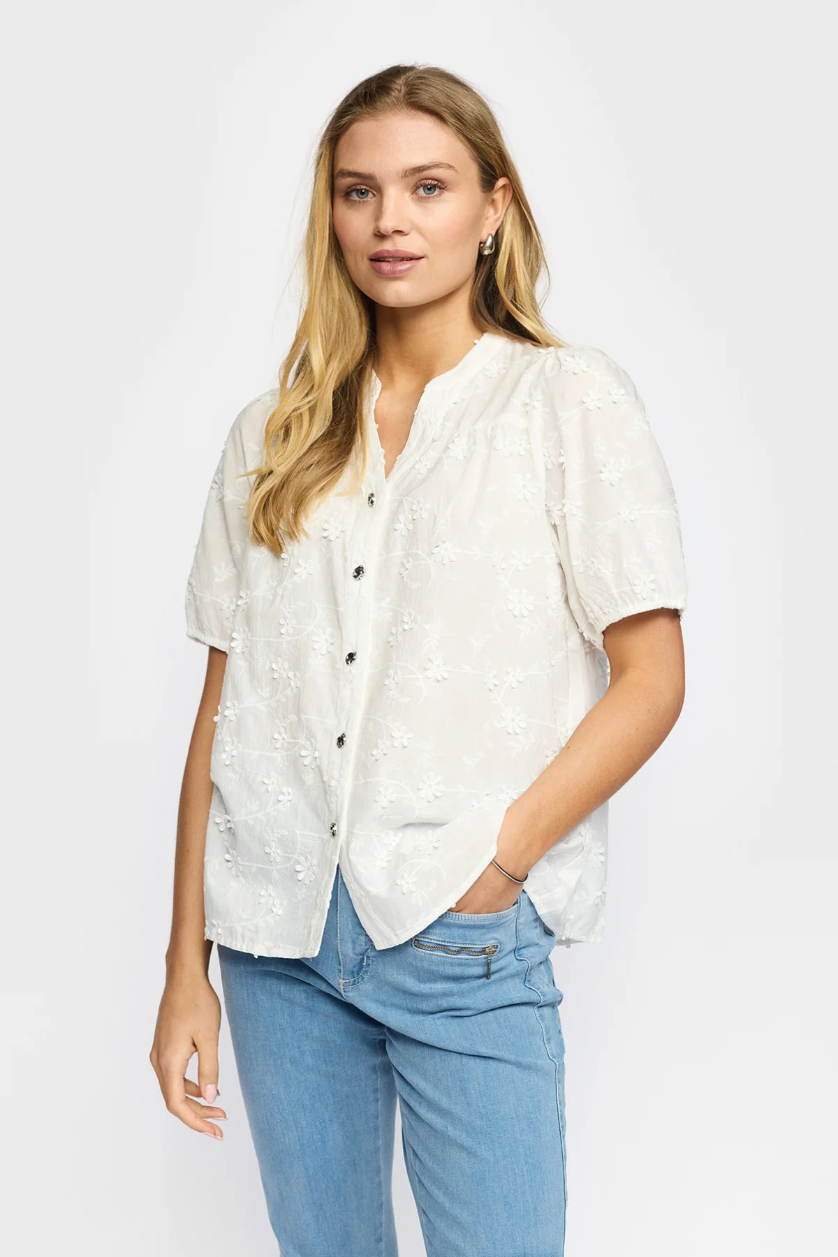 CANA - Kortærmet bluse med knapper