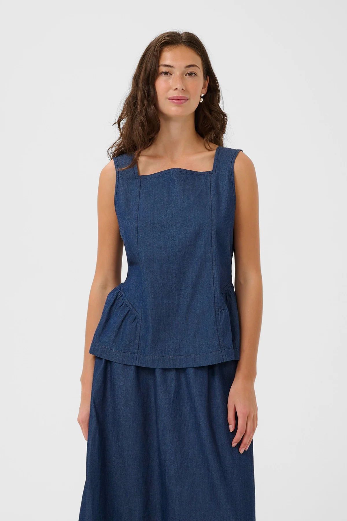 CUmone Michelle - Denim top med peplum