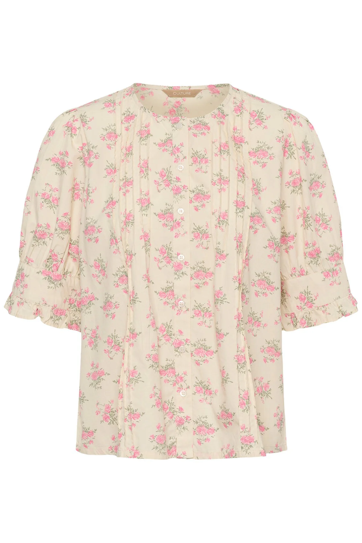CUpeonie Olena - Kortærmet skjortebluse med blomster - Image 2