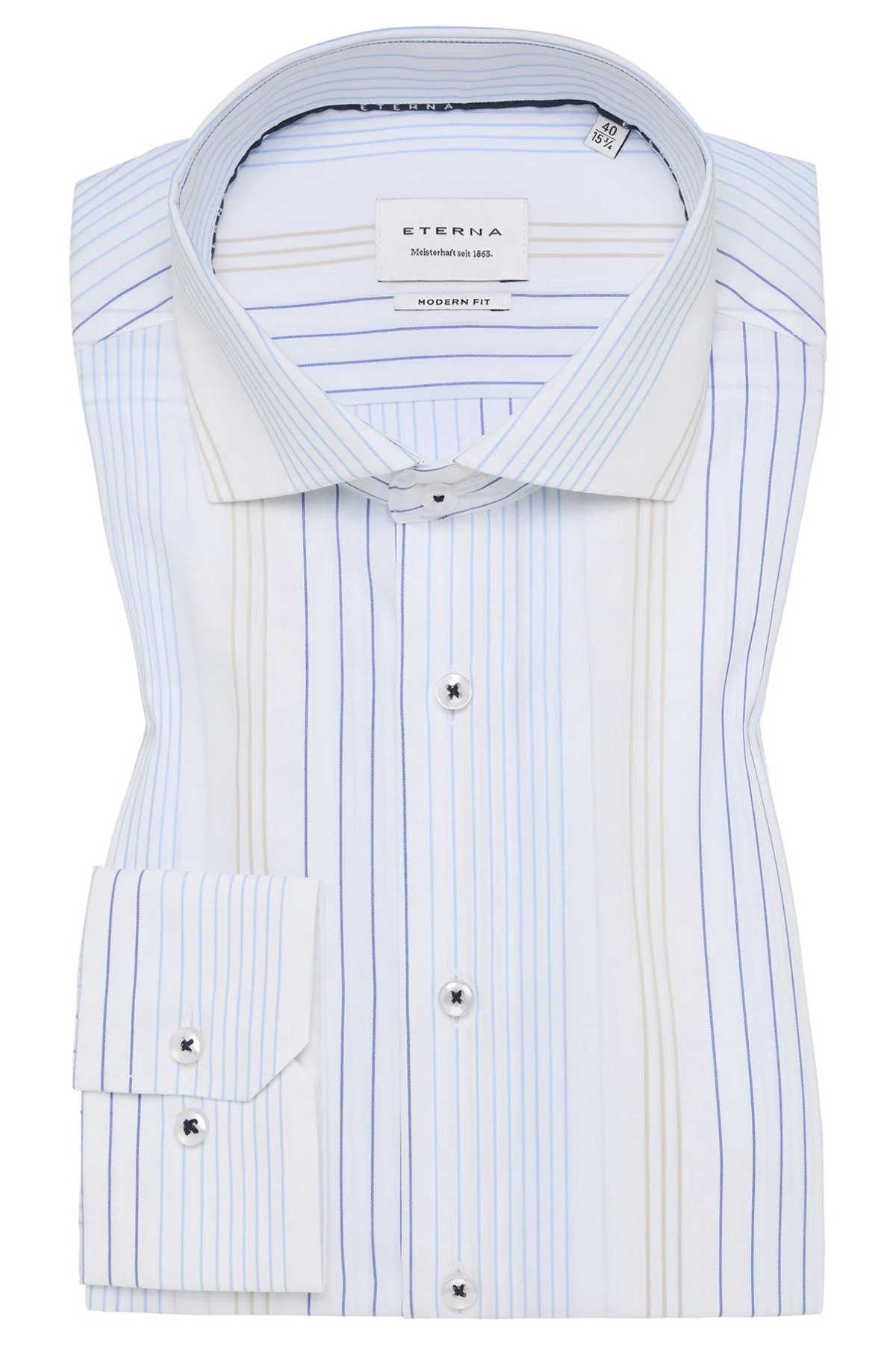 Langærmet skjorte med striber i modern fit - Image 2