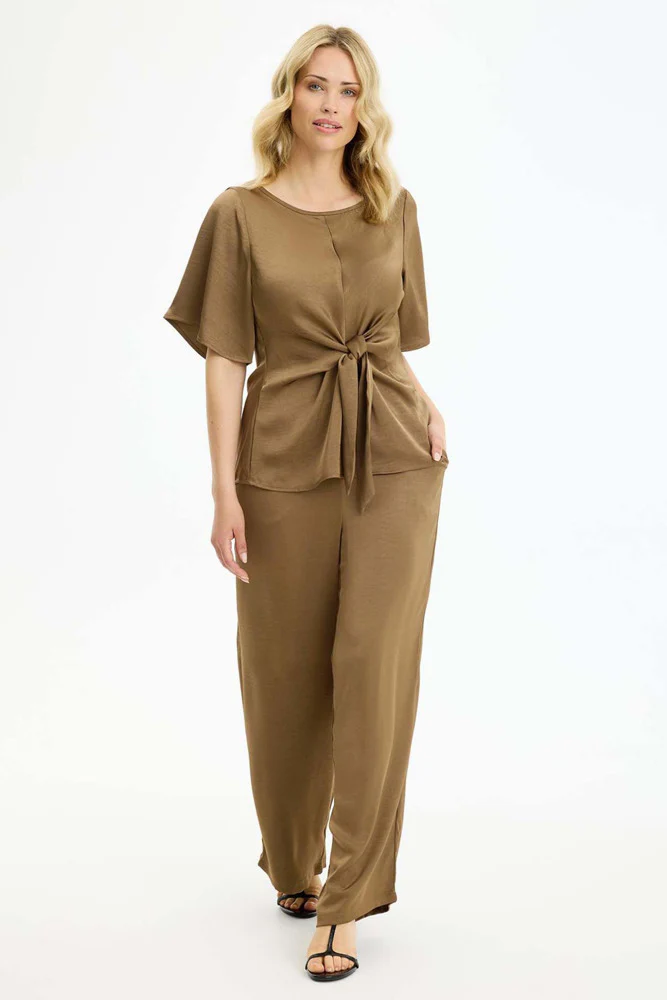 Faye - Kortærmet bluse med binde detalje - Image 2