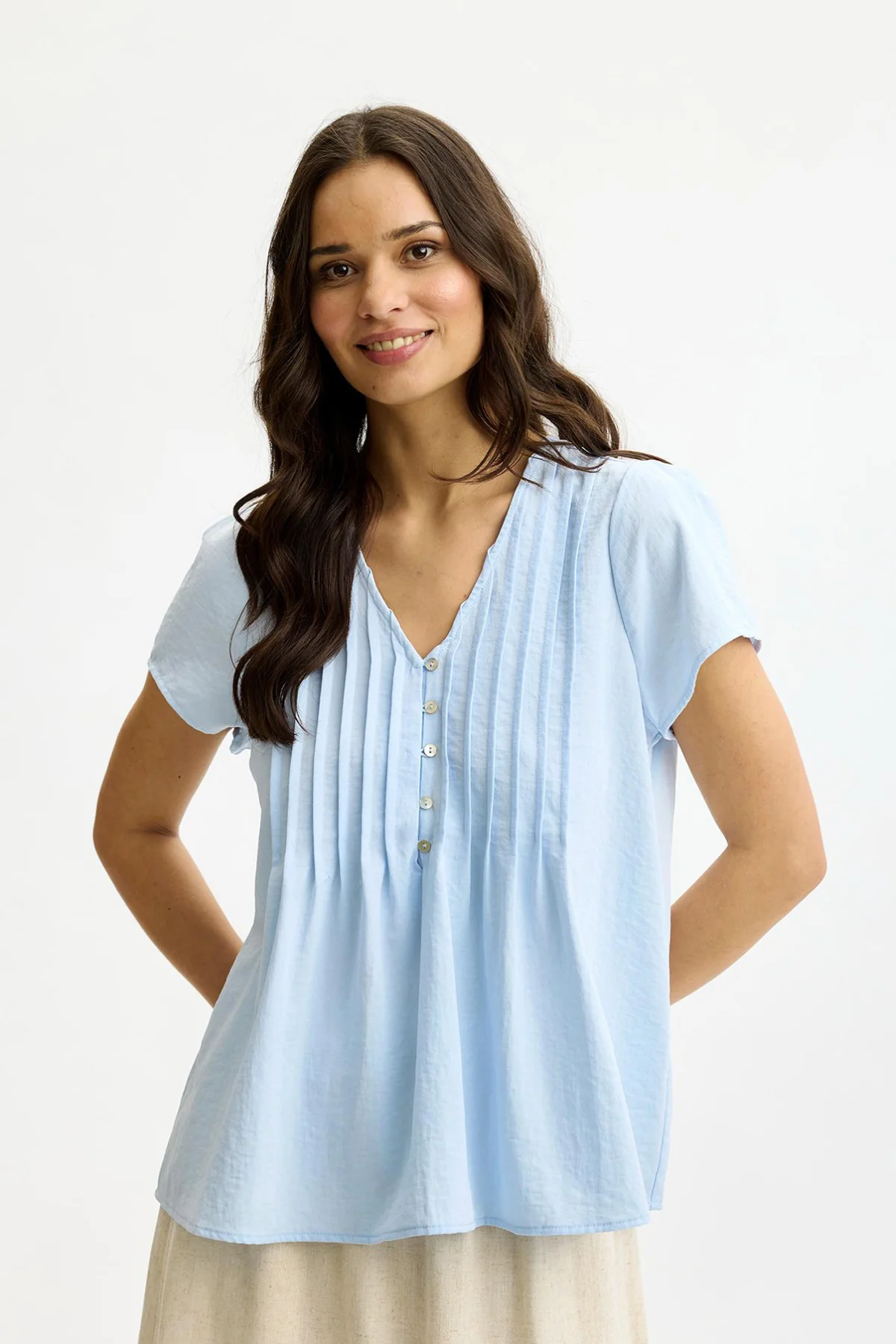 Filippa - Kortærmet bluse med v-udskæring - Image 4