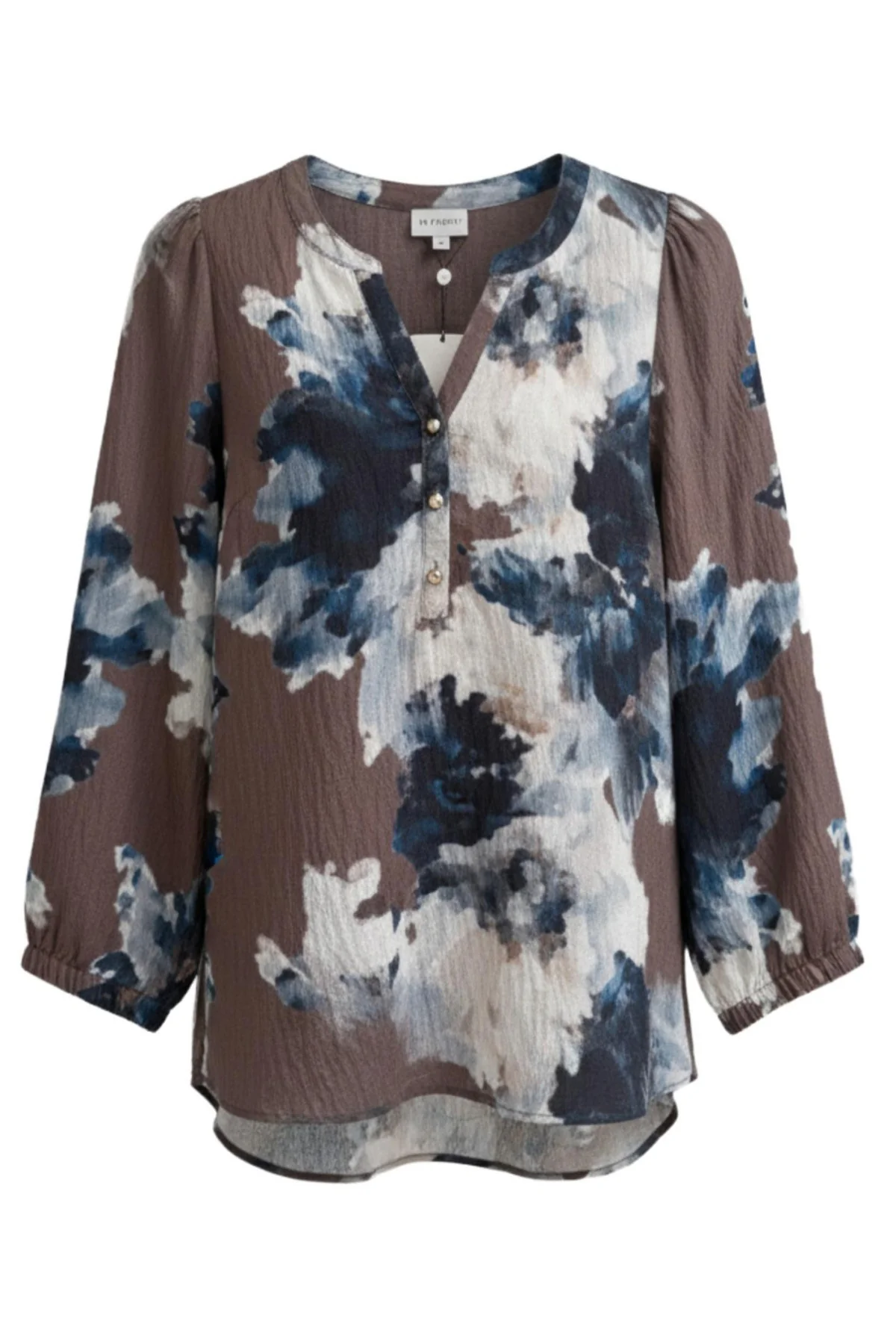 Agatha - blomstret bluse med perleknapper
