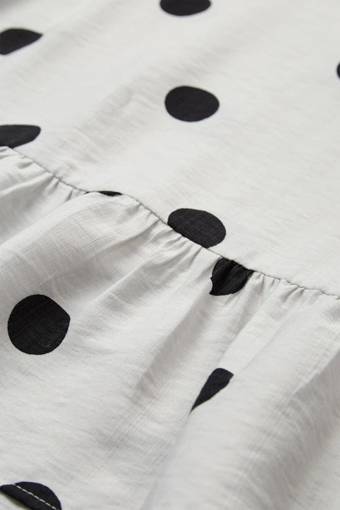Jade - Peplum bluse med trekvartærmer og polka prikker - Image 4