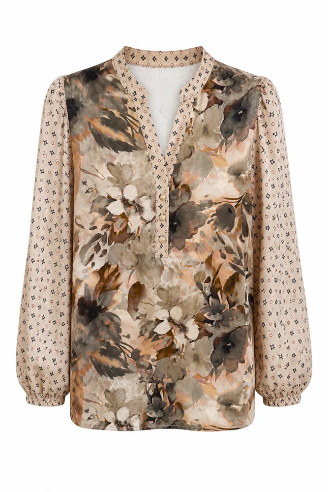 JANNE - Mønstret bluse med trekvartærmer - Image 5