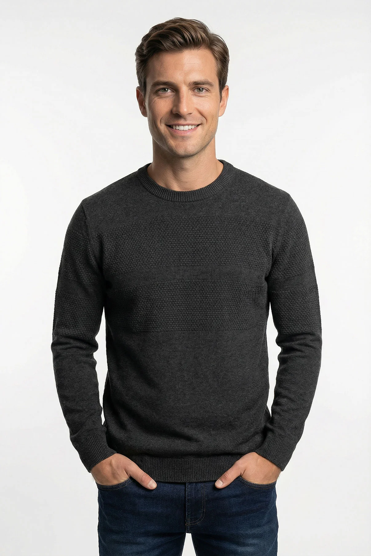 Vilmar - Pullover med struktur og rund halsudskæring - Image 5