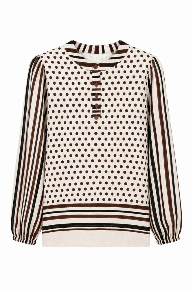 LYKKE - Prikket bluse med knapper - Image 2