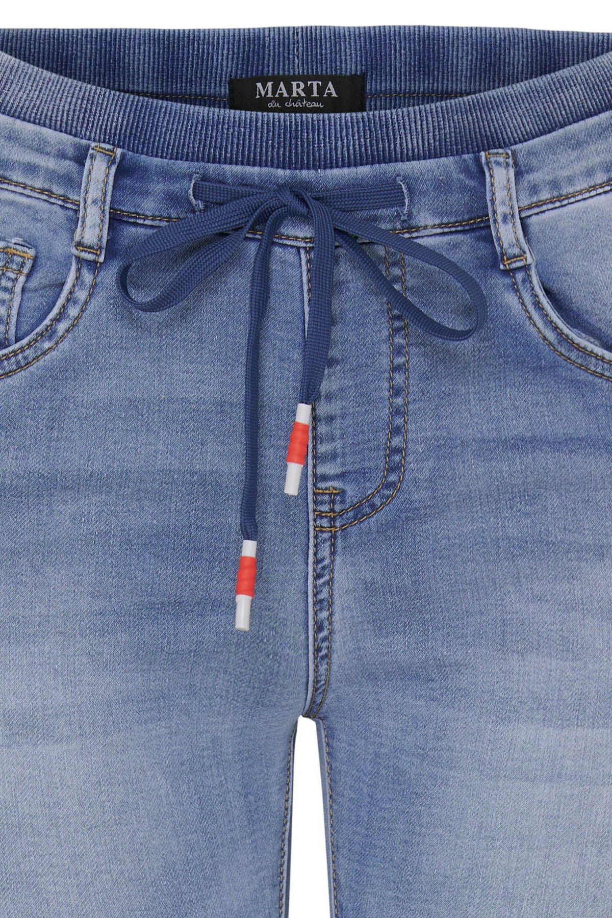 Emma - Bløde bomuldsbukser i denimlook med snøre i taljen - Image 3