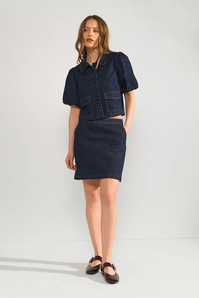 NUALETTA - Kort nederdel med denimlook - Image 2