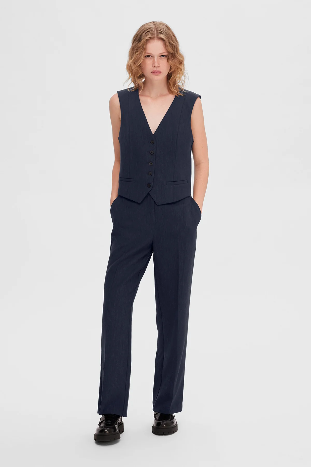 SELECTED FEMME SLFRITA MW WIDE PANT DARK SAP MEL NOOS - Image 5