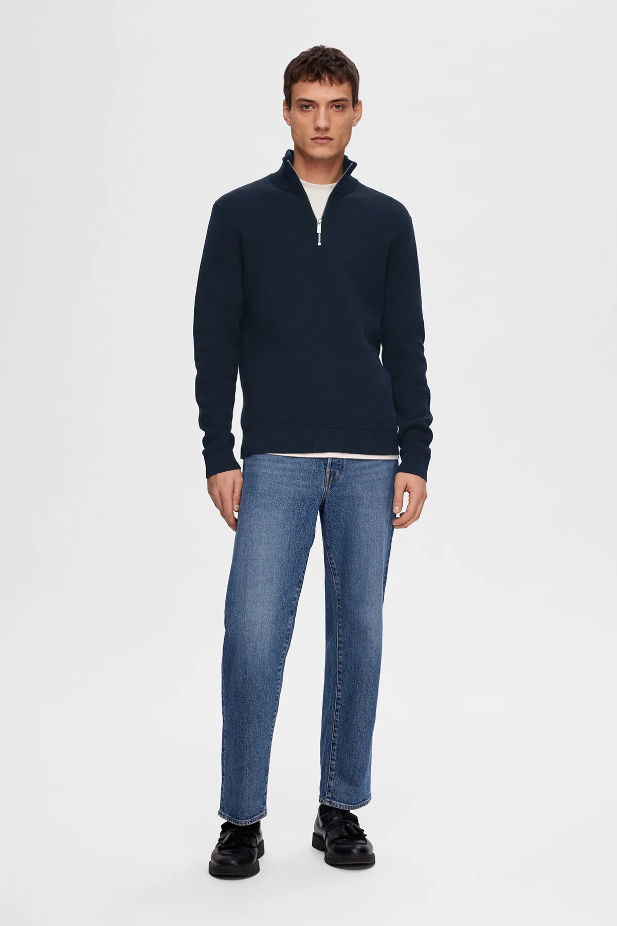 SELECTED HOMME SLHDANE LS KNIT STRUCTURE HALF ZIP NOOS - Image 5