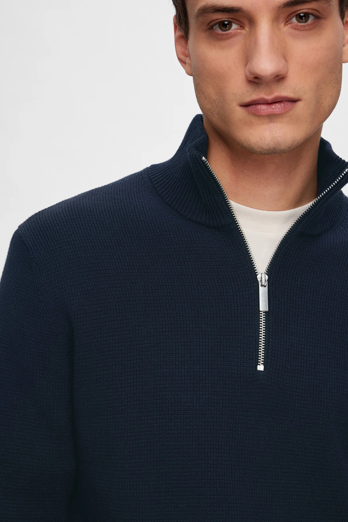 SELECTED HOMME SLHDANE LS KNIT STRUCTURE HALF ZIP NOOS - Image 8