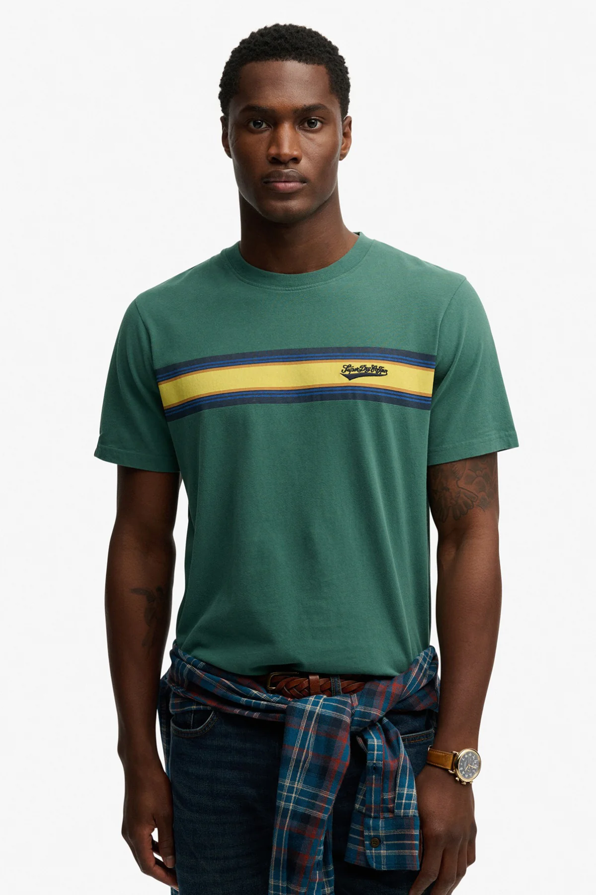 Kortærmet T-shirt med striber og logo - Image 6