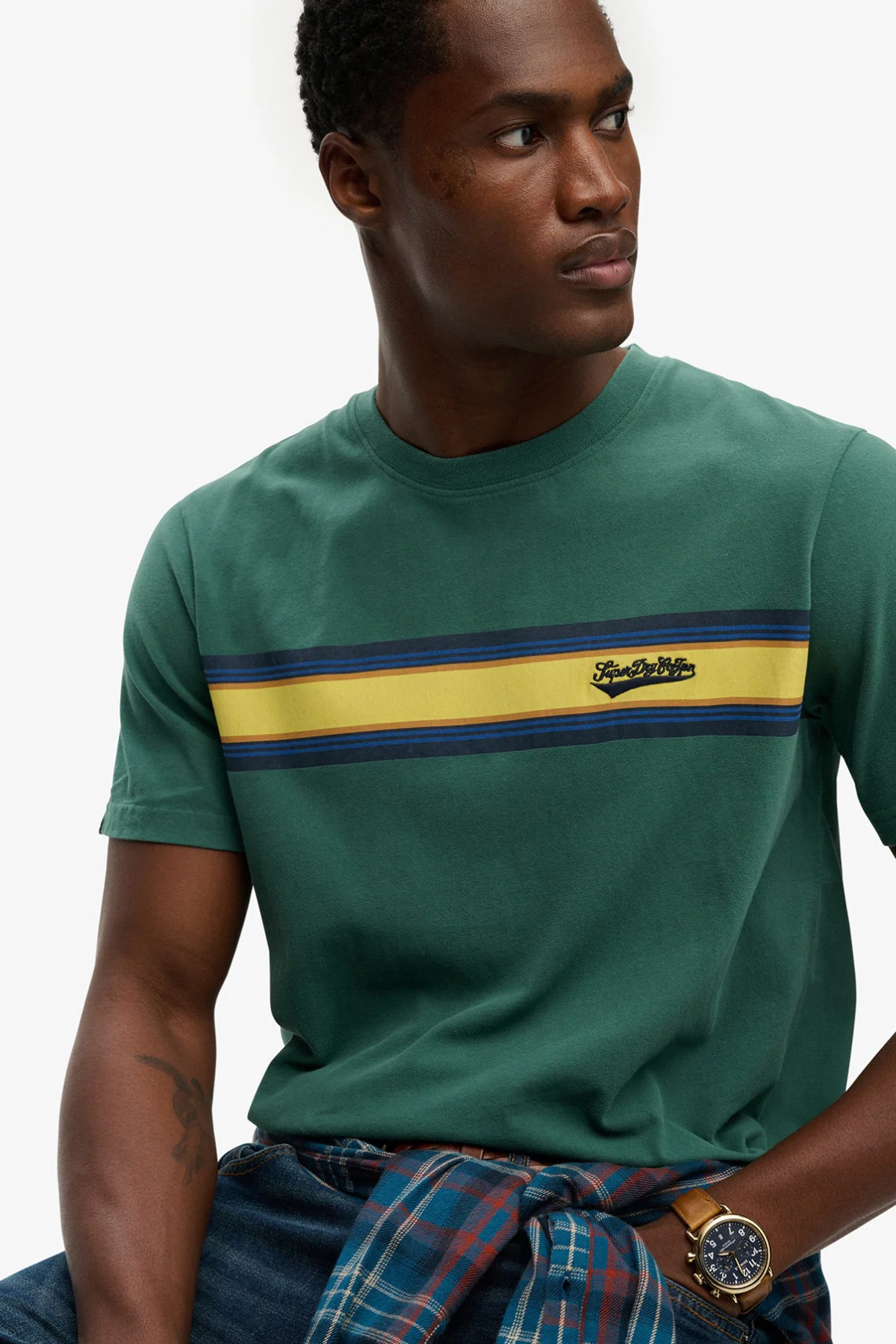 Kortærmet T-shirt med striber og logo - Image 9