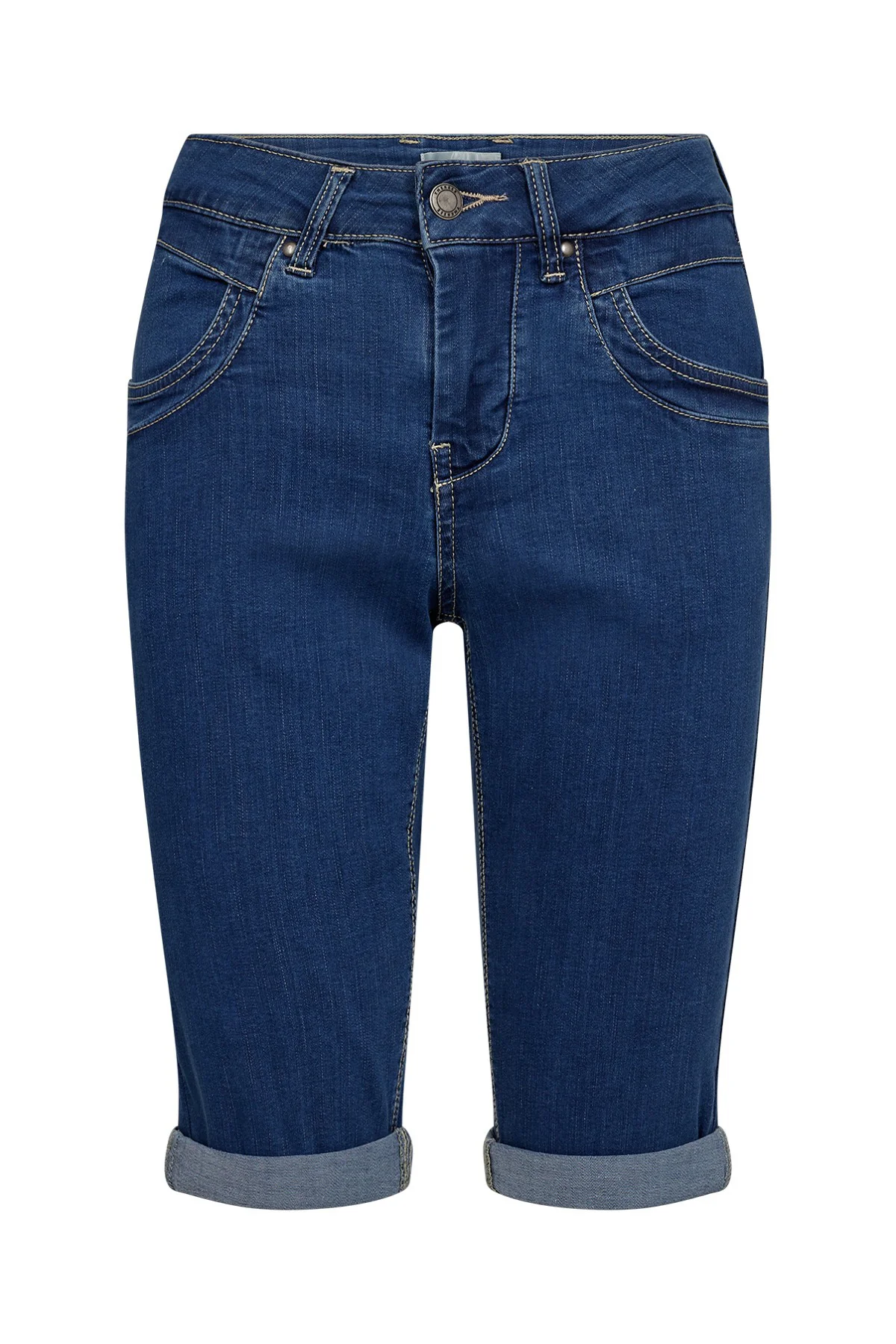 Gunhild - Knælange denimshorts med opsmøg - Image 2