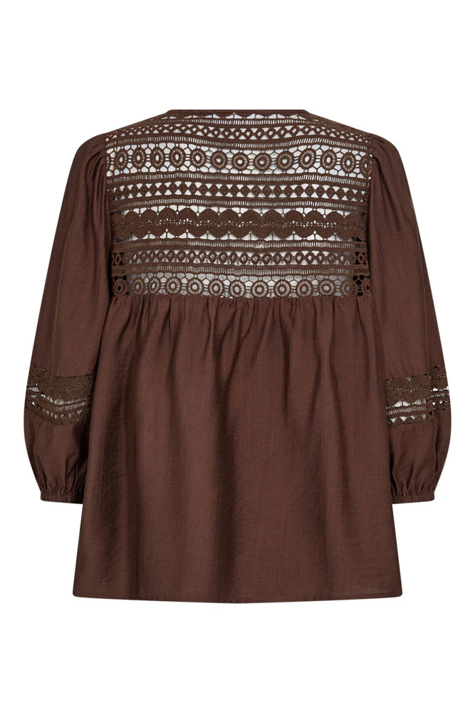 Thora - Bluse med trekvartærmer og blondedetaljer - Image 3