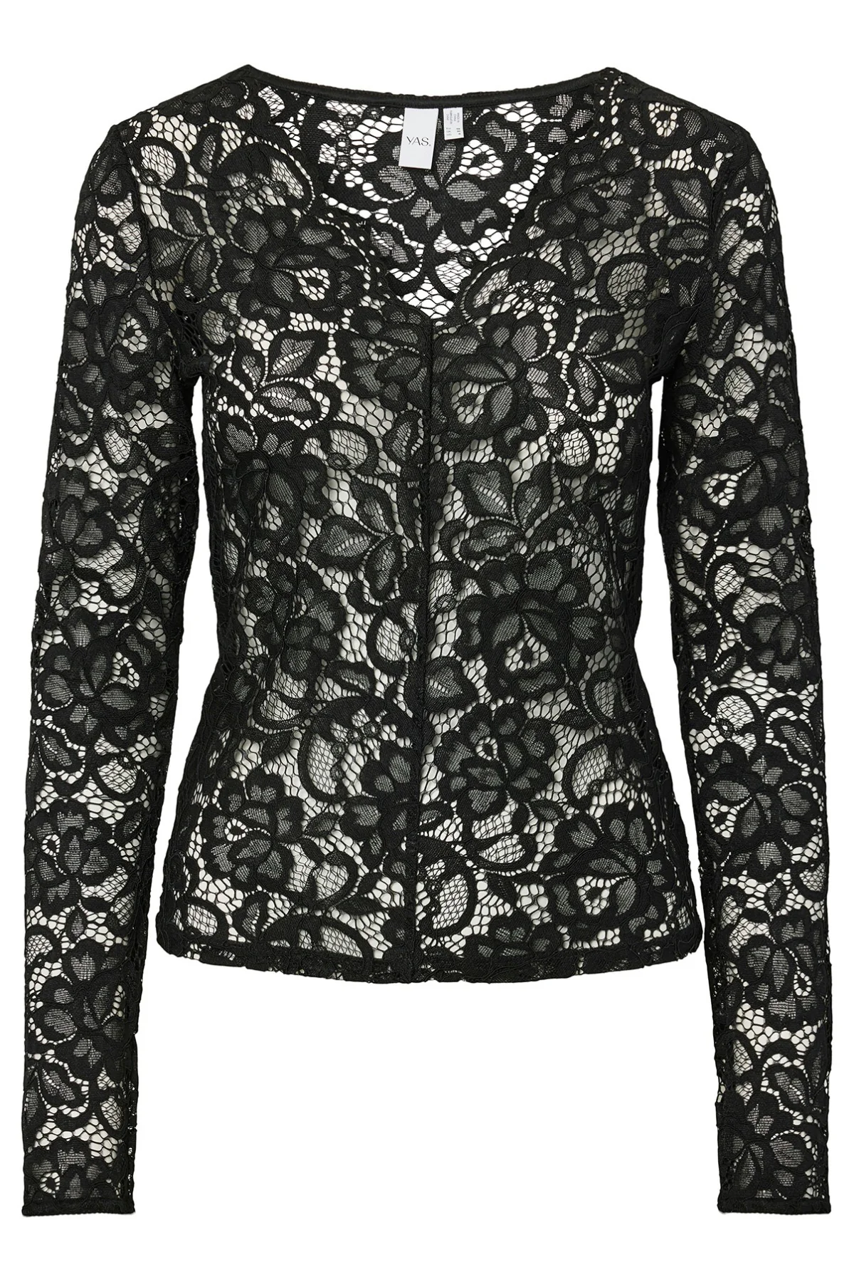 YAS YASLACEY LS V-NECK LACE TOP S. NOOS - Image 2