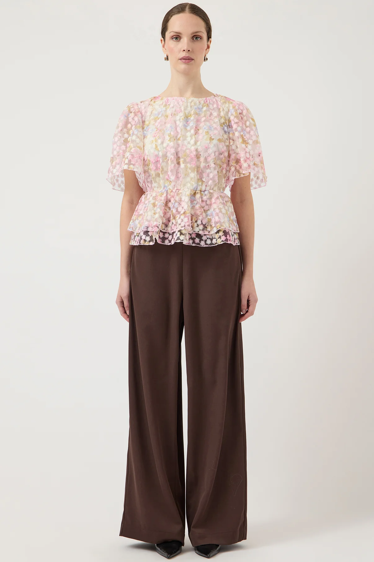 YASLEANNA - Kortærmet bluse med pufærmer og blomster - Image 2