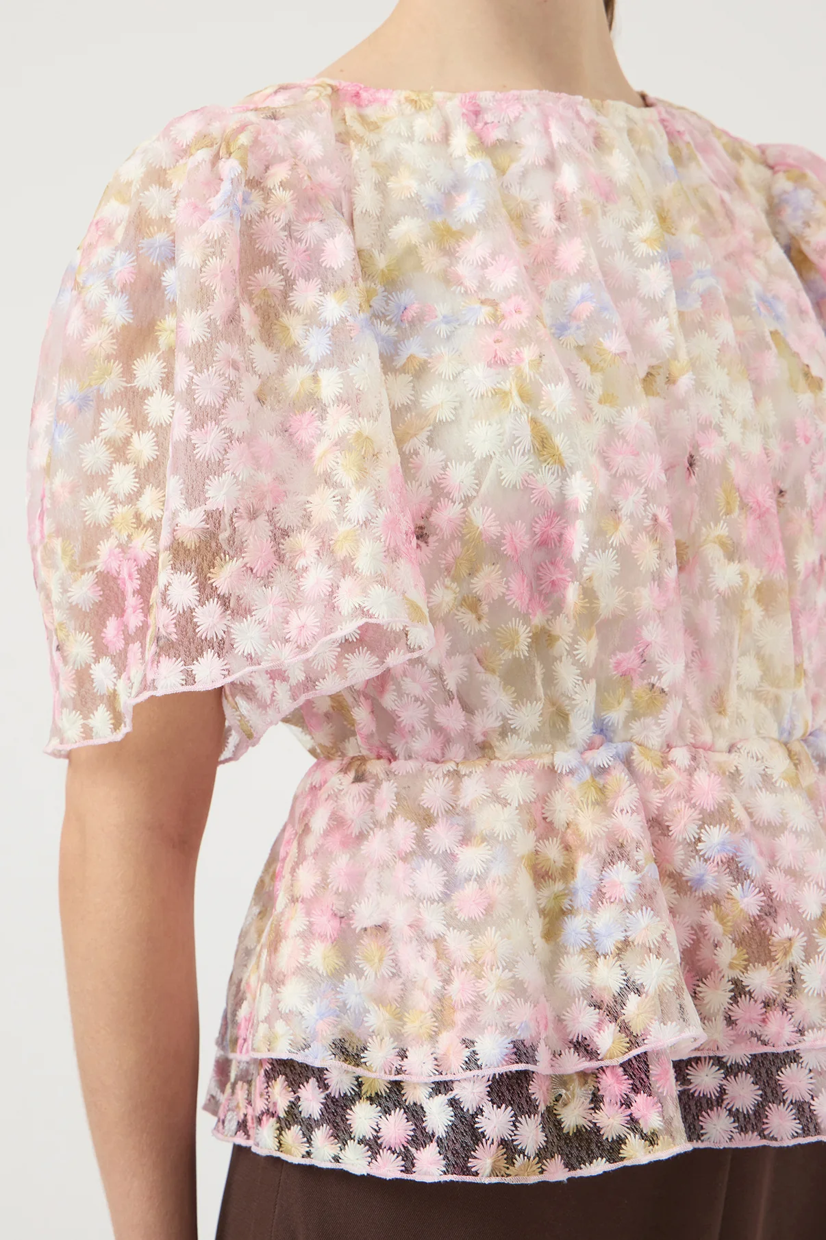 YASLEANNA - Kortærmet bluse med pufærmer og blomster - Image 4