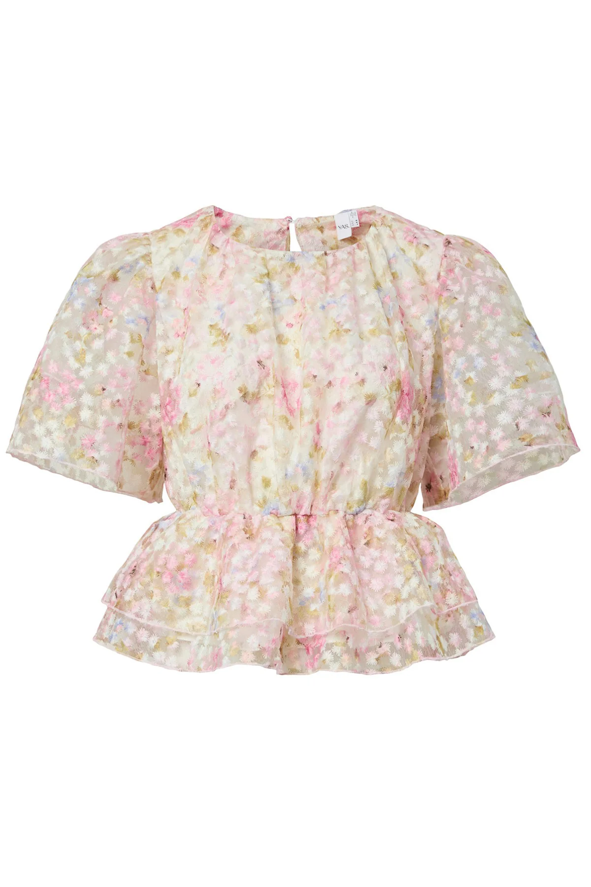 YASLEANNA - Kortærmet bluse med pufærmer og blomster - Image 5